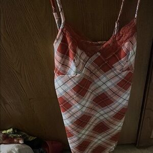 Red Plaid Slip Dress